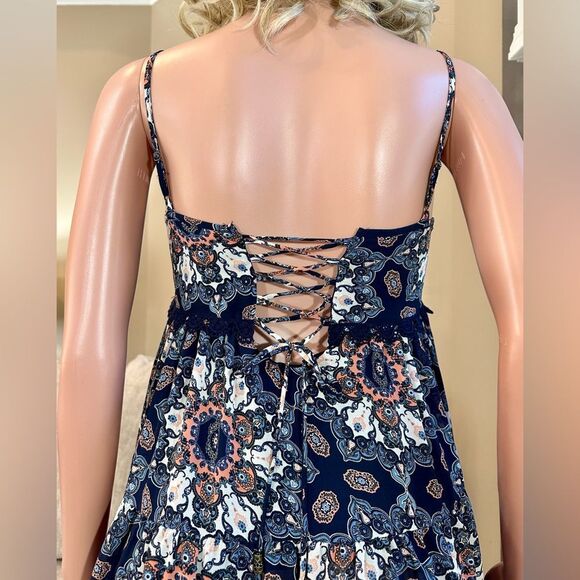 Taylor & Sage navy paisley lace back tie back dress - Picture 11 of 15